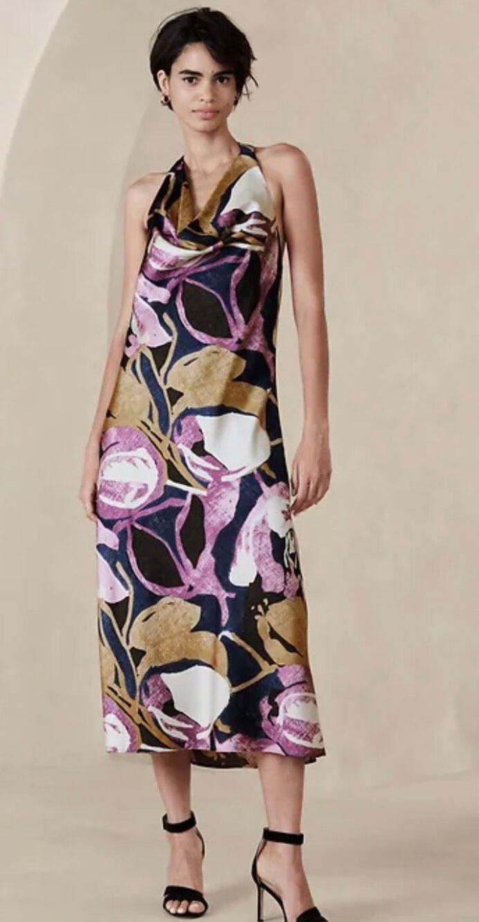 Banana Republic Halter Neck Midi Dress Sz Medium NWT